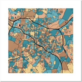 Durham Map Pattern in Mid Century Pastel Posters and Art